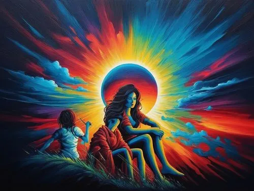 oil painting on canvas,indigenous painting,shamanic,psytrance,sacred art,transfiguration,mother earth,oneness,renacimiento,energies,shamanistic,motherships,holy family,spray paint,ayahuasca,spirituality,art painting,psychosynthesis,dream art,holograph,Illustration,Realistic Fantasy,Realistic Fantasy 25