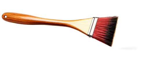 Paintbrush, artist tool, wooden handle, natural bristles, metal ferrule, colorful paint stains, detailed texture, solo, still life, warm lighting, shallow depth of field, 3/4 composition, realistic, H