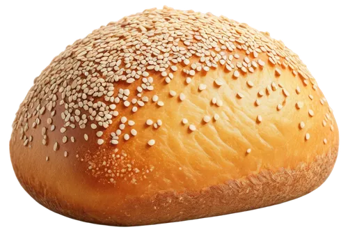 Freshly baked bread, golden crust, soft interior, sesame seeds on top, round shape, rustic texture, warm lighting, shallow depth of field, 3/4 composition, earthy color tone, realistic rendering, deta