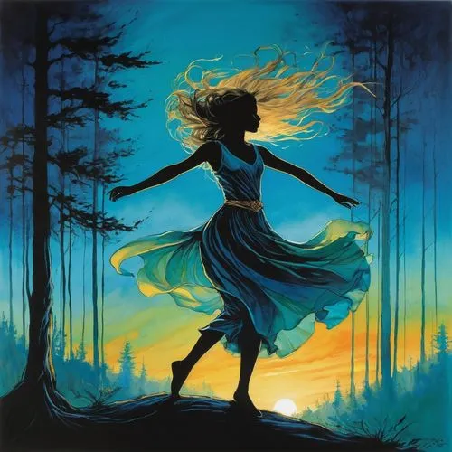 dance silhouette, silhouette,silhouette dancer,woman silhouette,mermaid silhouette,ballroom dance silhouette,Illustration,Realistic Fantasy,Realistic Fantasy 16