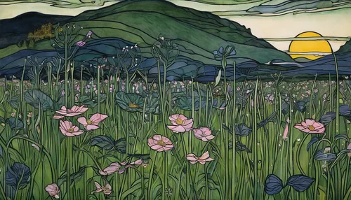 vincent van gough,pasque-flower,cosmos field,david bates,blooming field,flower field,field of flowers,tommie crocus,flowers field,flowering meadow,salt meadow landscape,meadow in pastel,the rice field,alpine meadow,meadow landscape,grassland,lilies of the valley,meadow rues,olle gill,spring meadow,Illustration,Retro,Retro 05