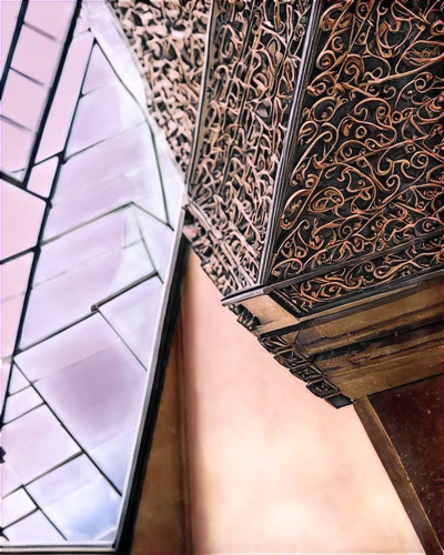 stairwells,stairwell,staircase,fretwork,winding staircase,staircases,stairways,outside staircase,latticework,stairway,stair,geometries,architectural detail,spiral staircase,intricacy,ironwork,hall roof,stairs,ceilinged,escaleras,Illustration,Retro,Retro 16