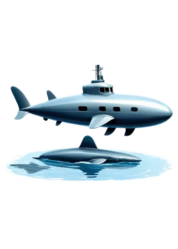 Submarine, underwater scene, metallic body, rounded cockpit, propeller, periscope, sonar dome, diving depth gauge, navigation system, blue and grey color scheme, shiny surface, reflective material, de