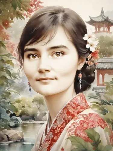 diaochan,guqin,yuexiu,xuanwei,dianbai,yangmei,daiyu,huahong,xueliang,xuanwumen,yunxia,xiaojian,xiaohua,zhiyuan,rongfeng,xueyantuo,oriental painting,oriental princess,xiangxue,yimei,Digital Art,Watercolor