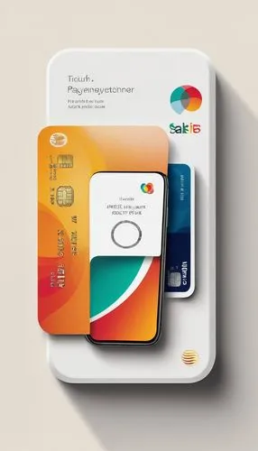 Digital, modern, sleek, iPhone, mobile payment, Apple Pay, wallet app, realistic interface, white background, rounded corners, minimalist design, subtle shadowing, bright colors, logos, credit cards, 