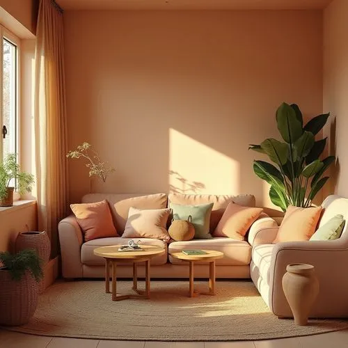 living room,livingroom,soft furniture,sofa set,sitting room,apartment lounge,home corner,house plants,sofa,houseplants,home interior,ikebana,houseplant,an apartment,mid century modern,sunroom,furnishings,indoor,modern decor,warm colors,Photography,General,Realistic