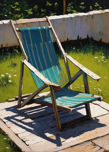 deckchair,deckchairs,beach chair,deck chair,beach chairs,sunlounger,beach furniture,digital painting,summer day,old chair,summer still-life,chair in field,slide canvas,lounger,bench chair,oil painting,chaise,summer background,study,chair,Art,Classical Oil Painting,Classical Oil Painting 32