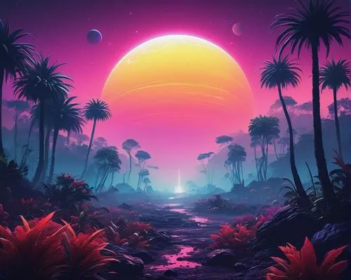 alien planet,beautiful wallpaper,dusk background,dusk,futuristic landscape,oasis,Conceptual Art,Sci-Fi,Sci-Fi 12