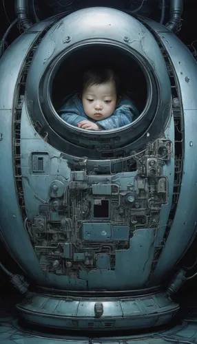 space capsule,cosmonaut,capsule,porthole,aquanaut,lost in space,infant,cosmonautics day,astronaut,spacecraft,astronautics,soyuz,spherical image,district 9,photo manipulation,baby frame,digital compositing,image manipulation,space travel,astronaut helmet,Illustration,Japanese style,Japanese Style 18