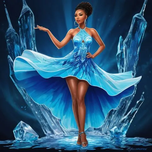 ice queen,celestina,cendrillon,blue enchantress,water glace,ice princess,Conceptual Art,Daily,Daily 24