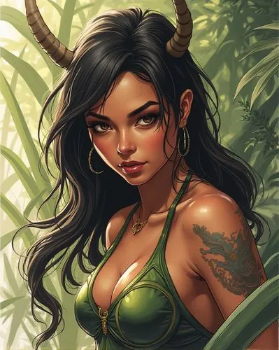 inara,polynesian girl,amazona,anahata,enchantress,esmeralda,Illustration,Realistic Fantasy,Realistic Fantasy 24