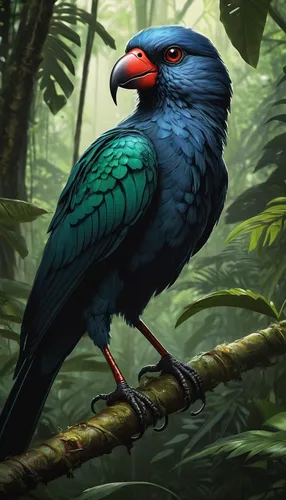 Create a short story about an ornithologist who discovers a rare bird species in a remote jungle.,bird illustration,tropical bird,tanager,tropical bird climber,bird painting,javan trogon,blue parrot,r