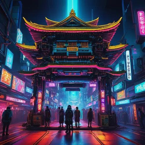 shanghai,kowloon,chinatown,cyberpunk,taipei,china town,hong kong,tokyo,chinese temple,tokyo city,colorful city,fantasy city,hong,neon ghosts,neon lights,hk,shinjuku,asian vision,neon arrows,china,Art,Classical Oil Painting,Classical Oil Painting 39