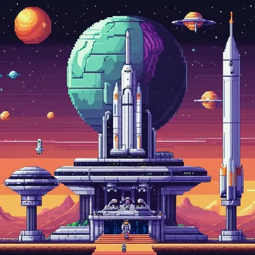 space port,pixel art,futuristic landscape,retro background,spaceport,technodrome,skyterra,metropolis,spacescraft,retro styled,planetrx,spaceship space,earth rise,citadel,gas planet,80's design,polara,megacorporation,planetwide,spaceship