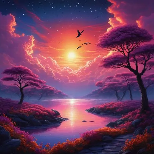 purple landscape,fantasy landscape,landscape background,fantasy picture,pink dawn,nature background,dreamscape,dreamscapes,nature landscape,dusk background,nature wallpaper,beautiful landscape,fantasy art,mushroom landscape,wavelength,world digital painting,landscape nature,dreamland,lunar landscape,purple moon,Conceptual Art,Fantasy,Fantasy 30