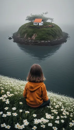 faroe islands,norway island,sea of flowers,icelandic houses,lonely house,solitude,isolated,photo manipulation,norway coast,photoshop manipulation,iceland,idyll,conceptual photography,loneliness,eastern iceland,photomanipulation,islet,isle of may,norway,cape marguerite,Photography,Documentary Photography,Documentary Photography 08