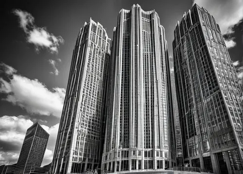 rencen,highmark,tall buildings,difc,commerzbank,potsdamer platz,citicorp,foshay,highrises,azrieli,office buildings,skyscrapers,detriot,cbot,enron,escala,proskauer,international towers,unicredit,detroit,Illustration,Black and White,Black and White 04