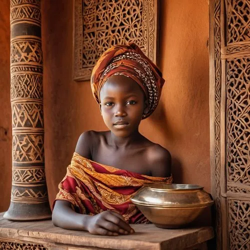 girl,the  sits with her hands on a bowl,burkina,ethiopian girl,senegambian,malians,gambian,african woman