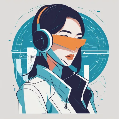 vector illustration,headset,vector girl,vector graphic,vector art,wireless headset,operator,vector design,headset profile,fashion vector,headsets,tracer,echo,cyber glasses,vector,telephone operator,sci fiction illustration,women in technology,music player,headphone,Illustration,Vector,Vector 01