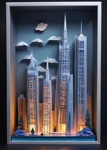 futuristic landscape,skyscraper,skyscraper town,skyscrapers,metropolis,sky city,futuristic architecture,city skyline,paper art,skylighted,skyscraping,3d art,framed paper,coruscant,capcities,cityscapes,skyline,world digital painting,sky space concept,sci fiction illustration,Unique,Paper Cuts,Paper Cuts 02