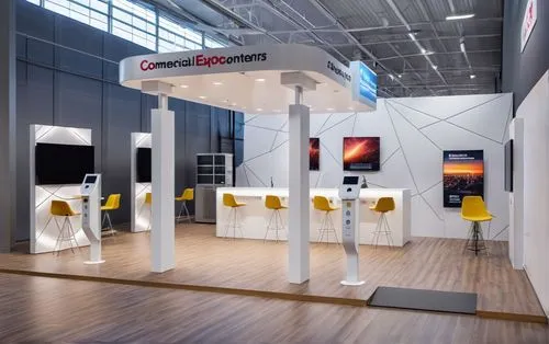 an indoor exhibition space with yellow chairs,photokina,getronics,ces,cebit,enernoc,a museum exhibit,Photography,General,Realistic