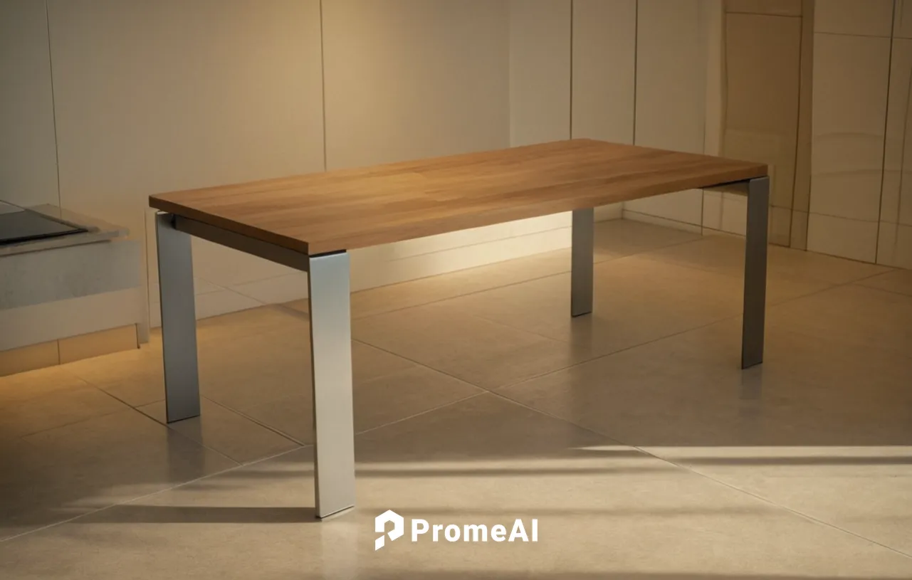 Mesa con encimera de roble y patas en pletina de 12 mm x 120 mm, de metal acabado natural,folding table,wooden desk,writing desk,wooden table,small table,set table,danish furniture,conference room tab