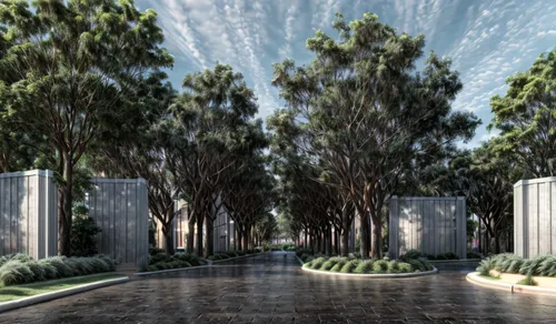 ROUNDABOUT
,landscape design sydney,landscape designers sydney,garden design sydney,3d rendering,tree-lined avenue,australian cemetery,forest cemetery,palma trees,ornamental dividers,holocaust memoria