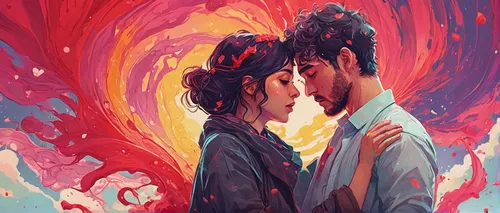 romantic portrait,dancing couple,two people,on a red background,art background,red background,passion bloom,red string,colorful background,young couple,mulan,tango,ballroom dance,wedding couple,digital art,portrait background,creative background,colorful foil background,art painting,japanese floral background,Illustration,Paper based,Paper Based 16