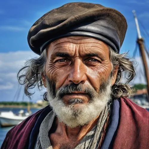 stevedore,thames trader,nomadic people,vendor,seafarer,fishing trawler,felucca,pensioner,elderly man,monopod fisherman,merchant,boat operator,young model istanbul,pirate,gondolier,man at the sea,turban,skipper,indian sadhu,portrait photographers,Photography,General,Realistic