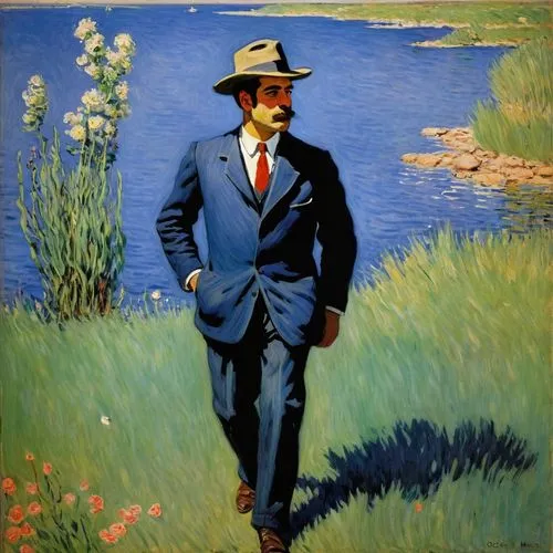 advertising figure,men's suit,vincent van gough,man at the sea,man with a computer,spectator,walking man,promenade,basset artésien normand,sportsman,standing man,el mar,1906,man with umbrella,1905,lev lagorio,a pedestrian,young man,valentin,casement,Art,Artistic Painting,Artistic Painting 04