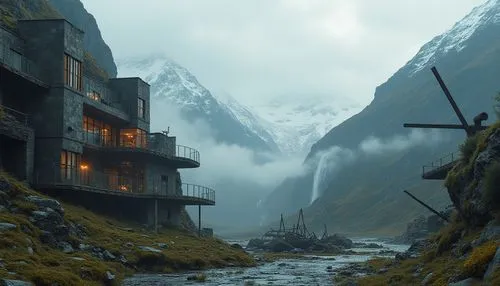 erebor,shannara,gondolin,mountain settlement,fantasy landscape,ithilien,syberia,mountain huts,frafjord,house in mountains,rendalen,fjord,rivendell,house in the mountains,sedensky,futuristic landscape,jotunheim,riftwar,alpine village,cliffside,Photography,General,Realistic