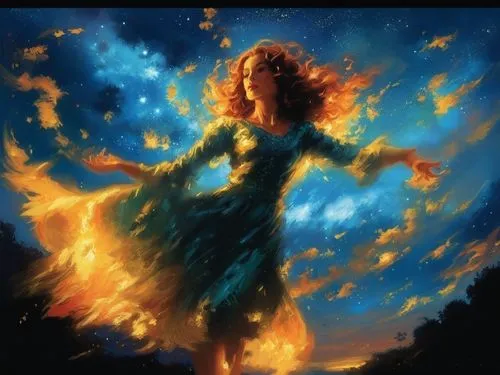 lady in time dancing all by her self in a  mystical sky,merida,fire angel,fire dancer,dancing flames,flame spirit,fire dance,firedancer,beltane,fire artist,pillar of fire,fire siren,melisandre,flamebi