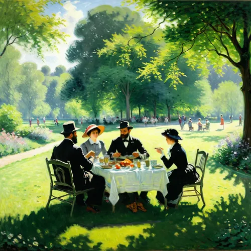 garden party,picnic,viennese cuisine,family picnic,english garden,afternoon tea,tea party,outdoor dining,tuileries garden,apéritif,alfresco,bistrot,champ de mars,in the early summer,kensington gardens,in the park,picnic table,dongfang meiren,parisian coffee,in the garden,Art,Classical Oil Painting,Classical Oil Painting 15