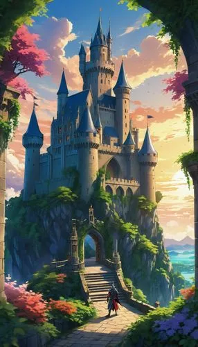 fairy tale castle,knight's castle,fairytale castle,castlelike,castle keep,castle of the corvin,castle,castletroy,castledawson,castlevania,castleguard,summit castle,bewcastle,3d fantasy,medieval castle,fantasy world,fairy tale,fantasy landscape,fantasy picture,castel,Illustration,Japanese style,Japanese Style 03