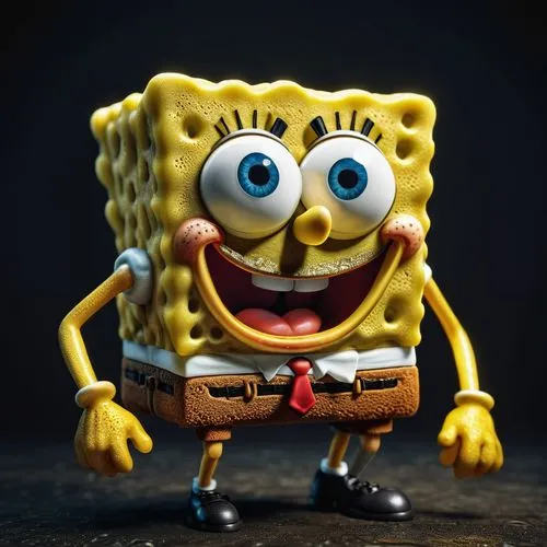 sponge bob, intricate, fine polished, golden, professional, creative, deep aesthetic, confident, ambient atmosphere, glowing, cinematic perfect intricate stunning fine detail, dark background, dramati