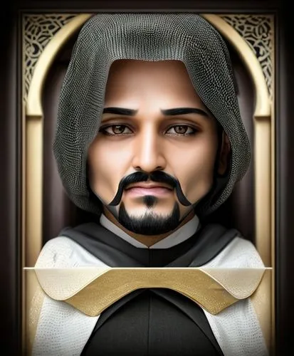 44 year old rich Arabian sheik, long dark hair, moustache and goatee, hair not covered,athos,sultan ahmed,custom portrait,conquistador,the emperor's mustache,download icon,sultan,archimandrite,icon ma