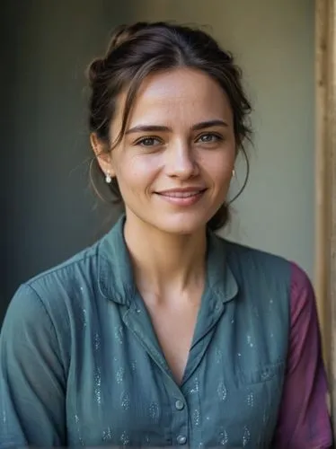 B&W photo of a nice smiling village beauty in 1900,a young lady with dark hair and blue blouse,dillahunt,soundarya,madhoo,pkk,mandira,kalki,Photography,Black and white photography,Black and White Phot