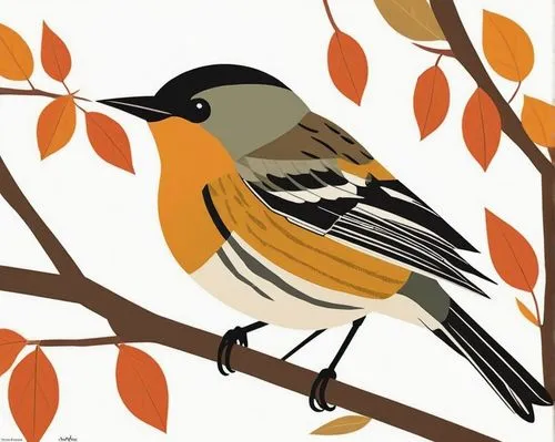 blackburnian warbler,magnolia warbler,chestnut sided warbler,american redstart,baltimore oriole,daurian redstart,yellow rumped warbler,bird illustration,redstart,varied thrush,eastern yellow robin,towhee,bird robin,american robin,old world oriole,black headed grosbeak,yellow robin,brambling,titmouse,townsend's warbler,Illustration,Vector,Vector 13