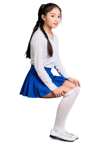 cheerleading uniform,sports uniform,school uniform,school skirt,girl on a white background,knee-high socks,school clothes,sit,schoolgirl,girl sitting,white ling,figure skating,a uniform,martial arts uniform,pirouette,sujeonggwa,tap dance,little girl ballet,white boots,nurse uniform,Illustration,Paper based,Paper Based 29