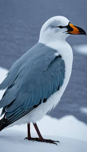 Create a suspenseful narrative about a group of arctic birds facing a sudden blizzard.,antarctic bird,arctic birds,crested terns,royal tern,indian sea gull,cape gull,sea-gull,sea swallow,coastal bird,