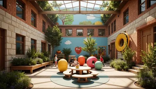 courtyards,dandelion hall,wintergarden,garden of plants,winter garden,children's interior,atriums,nurseries,aqua studio,dojo,atrium,courtyard,school design,3d render,packinghouse,inside courtyard,headquaters,teahouse,insectarium,graecorum