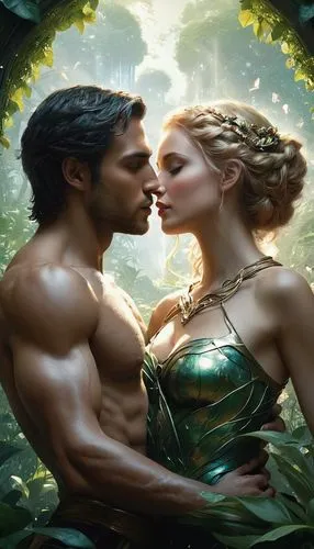 garden of eden,fantasy picture,alcide,garamantes,adam and eve,fantasy art,Conceptual Art,Fantasy,Fantasy 11