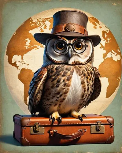 owl-real,reading owl,globe trotter,brown owl,boobook owl,owl background,sparrow owl,owl art,traveler,owl,world travel,large owl,owlet,burrowing owl,owl nature,traveller,globetrotter,little owl,owls,travel poster,Conceptual Art,Oil color,Oil Color 22