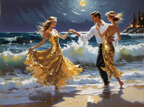 dancers,dancing couple,latin dance,ballroom dance,dance with canvases,dancesport,dance,waltz,art painting,romantic scene,salsa dance,dancing,oil painting,golden weddings,romantic night,oil painting on canvas,love dance,golden rain,the wind from the sea,promenade,Conceptual Art,Oil color,Oil Color 09