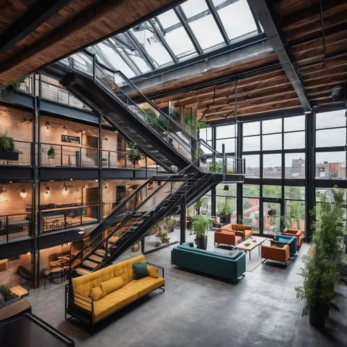 loft,lofts,steel stairs,modern office,kundig,atrium,penthouses,atriums,frame house,sky apartment,glass roof,block balcony,mezzanines,fire escape,shared apartment,modern decor,an apartment,interior design,wooden beams,sunroom,Photography,Documentary Photography,Documentary Photography 19