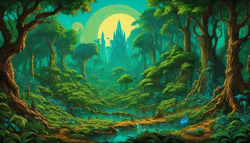 druid grove,elven forest,forest landscape,green forest,swampy landscape,fantasy landscape,forest glade,the forests,forests,fairy forest,enchanted forest,forest background,the forest,forest of dreams,rainforest,mushroom landscape,forest path,forest,fairytale forest,haunted forest,Art,Classical Oil Painting,Classical Oil Painting 39