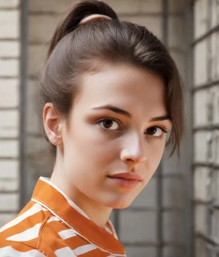 orange,orange color,daisy jazz isobel ridley,beautiful young woman,young woman,daisy 2,daisy 1,portrait background,natural cosmetic,british actress,beautiful face,girl portrait,bun,female model,bright orange,portrait of a girl,clove,pretty young woman,young model istanbul,semi-profile,Photography,Natural