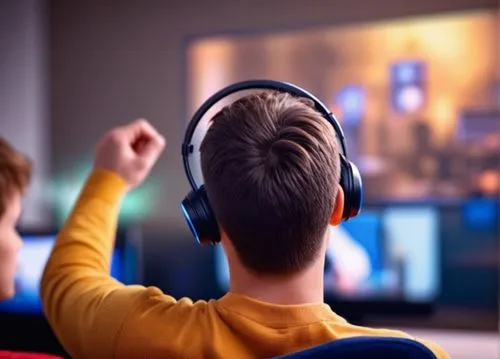 a man playing games on tv,cable programming in the northwest part,video editing software,home theater system,video streaming,video gaming,movie player,media player,video consoles,gamer zone,indoor gam