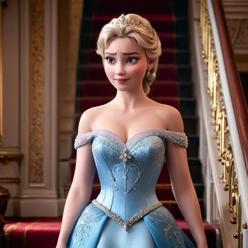 Walt Disney Pictures

Frozen ( Kinofilm CGI serie )

Königin Elsa ( Frozen )

Sie geht die stufen einer Treppe hinunter zum Königlichem Ballsaal,elsa,cinderella,princess sofia,ball gown,princess anna,