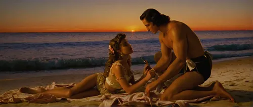 Write a romantic scene featuring Joey Sasso and his love interest on a beautiful beach at sunset.,aboriginal culture,aboriginal australian,heron island,fraser island,aborigines,indigenous culture,sham